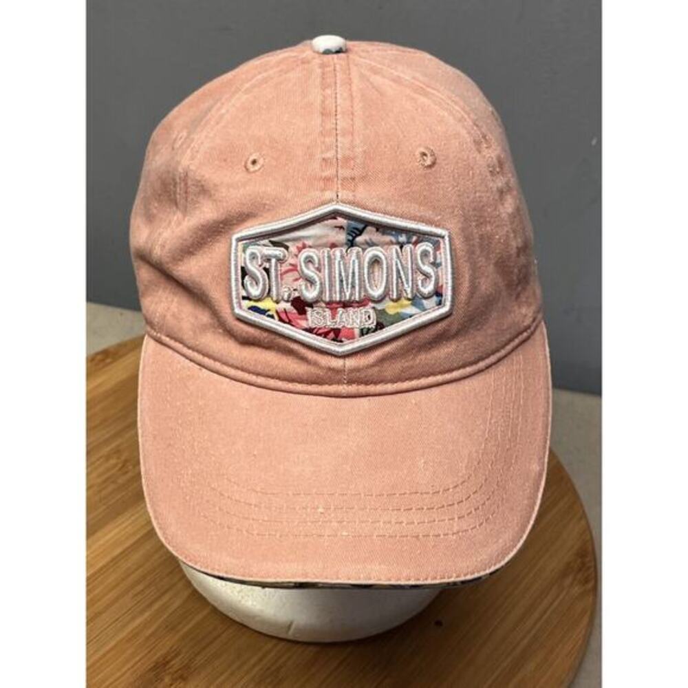 Baseball Cap Hat Womens‎ Beach St. Simons Island Georgia Cotton Adjustable Peach